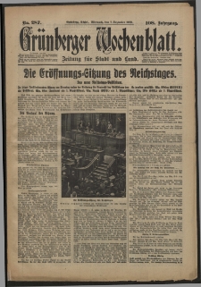 Grünberger Wochenblatt: Zeitung für Stadt und Land, No. 287. (7. Dezember 1932)