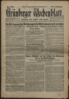 Grünberger Wochenblatt: Zeitung für Stadt und Land, No. 288. (8. Dezember 1932)