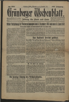 Grünberger Wochenblatt: Zeitung für Stadt und Land, No. 293. (14. Dezember 1932)