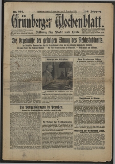 Grünberger Wochenblatt: Zeitung für Stadt und Land, No. 294. (15. Dezember 1932)