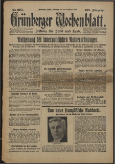 Grünberger Wochenblatt: Zeitung für Stadt und Land, No. 297. (19. Dezember 1932)