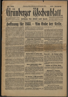 Grünberger Wochenblatt: Zeitung für Stadt und Land, No. 303. (27. Dezember 1932)