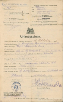 Franciszek (Franz) Czerniecki - Urlaubsschein