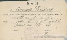 Franciszek Czerniecki - Kwit opłaty podatku drogowego, gruntowego