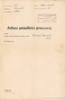 Franciszek Czerniecki - Arkusz posiadłości gruntowej