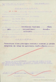 Franciszek Czerniecki - Orzeczenie Inwalidzkiej Komisji Rewizyjno-Lekarskiej