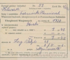 Franciszek Czerniecki - dow&oacute;d opłaty ubezpieczenia budynk&oacute;w (I i II rata)