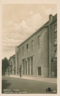 Zielona Góra / Grünberg i. Schles.; Stadttheater und Sparkasse