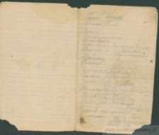 Kartka z zeszytu z wypisanymi miejscowościami