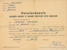 Franciszek Czerniecki - Potwierdzenie przyjęcia wniosku w sprawie rejestracji szkód wojennych