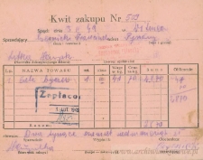 Franciszek Czerniecki - Kwit zakupu Nr 509