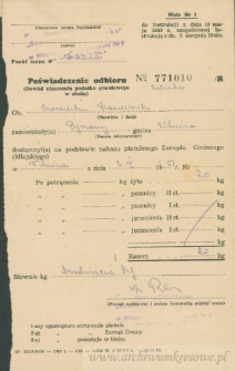 Franciszek Czerniecki - Poświadczenie odbioru No 771010