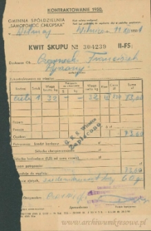 Franciszek Czerniecki - Kwit skupu Nr 304239