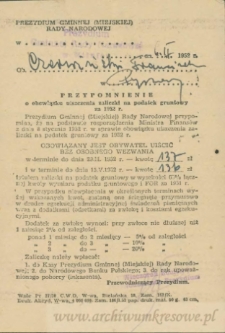 Franciszek Czerniecki - Przypomnienie o obowiązku uiszczenia zaliczki na podatek gruntowy za 1952 r.