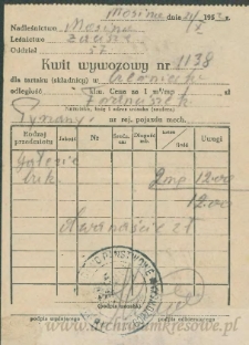 Franciszek Czerniecki - Kwit wywozowy nr 1138