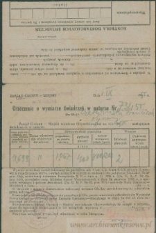 Franciszek Czerniecki - Orzeczenie o wymiarze świadczeń w naturze Nr 731/55