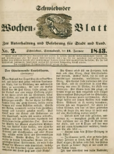 Schwiebuser Wochen=Blatt, No. 2 (Sonnabend; den 14. Januar)