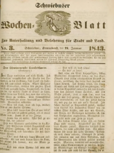 Schwiebuser Wochen=Blatt, No. 3 (Sonnabend; den 21. Januar)