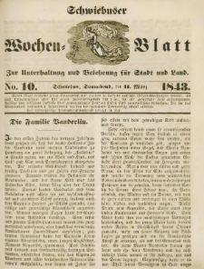 Schwiebuser Wochen=Blatt, No. 10 (Sonnabend; den 11. März)