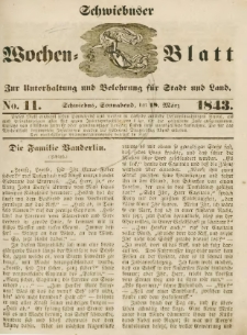 Schwiebuser Wochen=Blatt, No. 11 (Sonnabend; den 18. März)