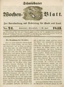 Schwiebuser Wochen=Blatt, No. 24 (Sonnabend; den 17. Juni)