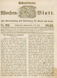 Schwiebuser Wochen=Blatt, No. 26 (Sonnabend; den 1. Juli)