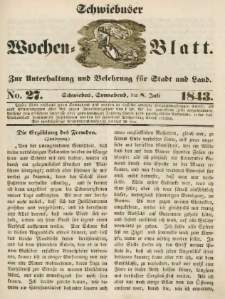 Schwiebuser Wochen=Blatt, No. 27 (Sonnabend; den 8. Juli)