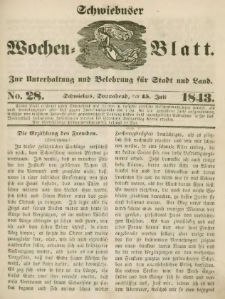 Schwiebuser Wochen=Blatt, No. 28 (Sonnabend; den 15. Juli)