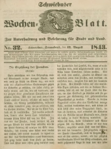 Schwiebuser Wochen=Blatt, No. 32 (Sonnabend; den 12. Augußt)