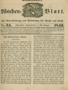 Schwiebuser Wochen=Blatt, No. 34 (Sonnabend; den 26. Augußt)