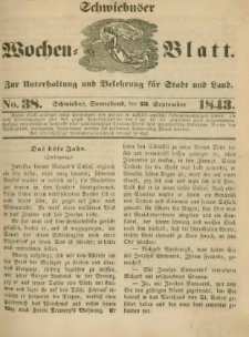Schwiebuser Wochen=Blatt, No. 38 (Sonnabend; den 23. September)