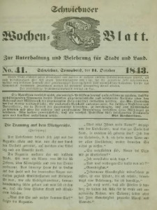 Schwiebuser Wochen=Blatt, No. 41 (Sonnabend; den 14. October)