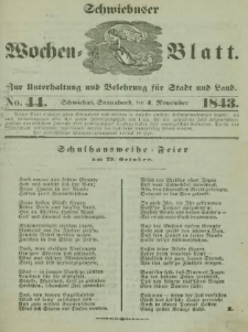 Schwiebuser Wochen=Blatt, No. 44 (Sonnabend; den 4. November)