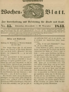 Schwiebuser Wochen=Blatt, No. 45 (Sonnabend; den 11. November)