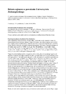 Debata sejmowa o powołaniu Uniwersytetu Zielonog&oacute;rskiego