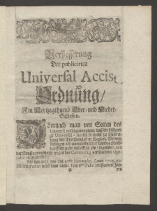 Verbesserung Der publicirten Universal Accis-Ordnung, Im Hertzogthumb Ober- und Nieder-Schlesien