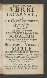 Paradoxa Verbi Incarnati. [P. 1]