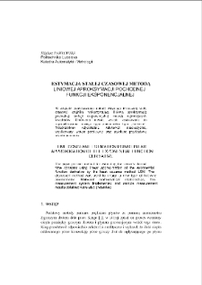 Estymacja stałej czasowej metodą liniowej aproksymacji pochodnej funkcji eksponencjalnej = Time constant estimation using linear approximation of the exponential function derivative