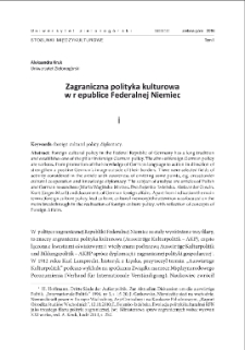 Zagraniczna polityka kulturowa w Republice Federalnej Niemiec = Foreign cultural policy in the Federal Republic of Germany
