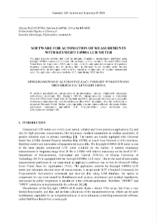 Software for automation of measurements with Keysight E4980a LCR meter = Oprogramowanie automatyzujące pomiary wykonywane miernikiem RCL Keysight E4980a