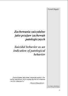Zachowania suicydalne jako przejaw zachowań patologicznych