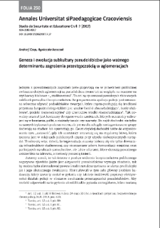 Geneza i ewolucja subkultury pseudokibic&oacute;w jako ważnego determinantu zagrożenia przestępczością w aglomeracjach