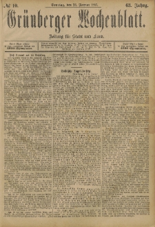 Grünberger Wochenblatt: Zeitung für Stadt und Land, No. 10. (23. Januar 1887)