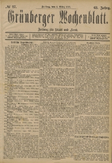 Grünberger Wochenblatt: Zeitung für Stadt und Land, No. 27. (4. März 1887)