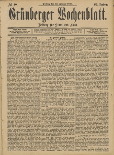 Grünberger Wochenblatt: Zeitung für Stadt und Land, No. 10. (23. Januar 1891)