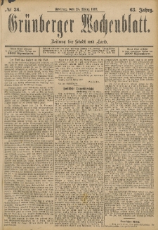 Grünberger Wochenblatt: Zeitung für Stadt und Land, No. 36. (25. März 1887)