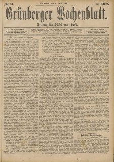 Grünberger Wochenblatt: Zeitung für Stadt und Land, No. 53. (4. Mai 1887)