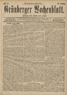 Grünberger Wochenblatt: Zeitung für Stadt und Land, No. 56. (11. Mai 1887)