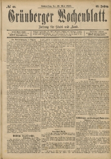 Grünberger Wochenblatt: Zeitung für Stadt und Land, No. 60. (19. Mai 1887)