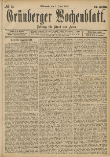 Grünberger Wochenblatt: Zeitung für Stadt und Land, No. 68. (8. Juni 1887)